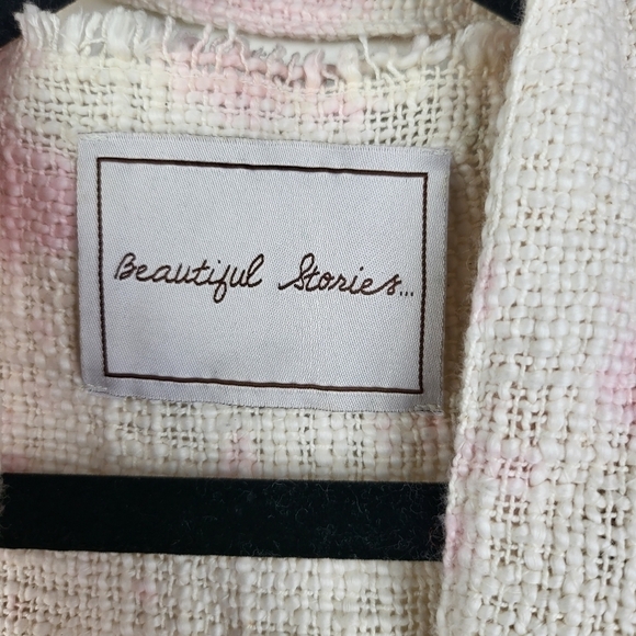 Anthropologie Beautiful Stories Livia Textured tweed Kimono One Size Pink boho - Picture 9 of 12